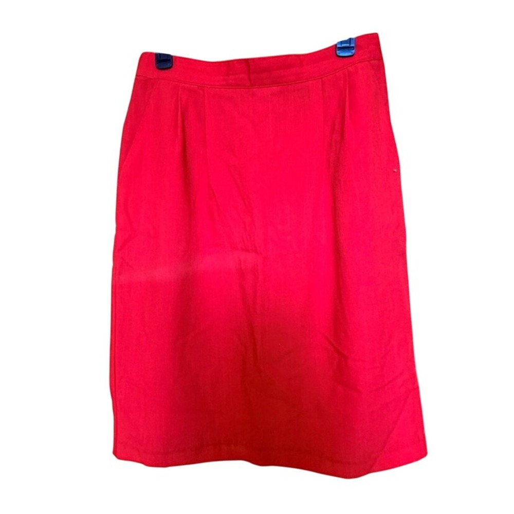 Sag Harbor Vintage Red Midi Skirt Size 14 Elastic Waist Pockets B875GY